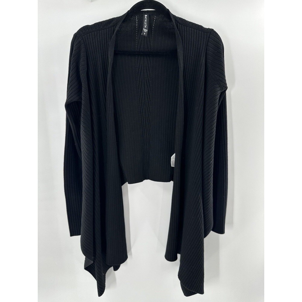 Athleta Women's  Solstice Wrap Sweater Black Knit Merino Poly Blend Size Small